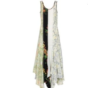 JW Anderson Asymmetric patchwork floral print georgette maxi dress